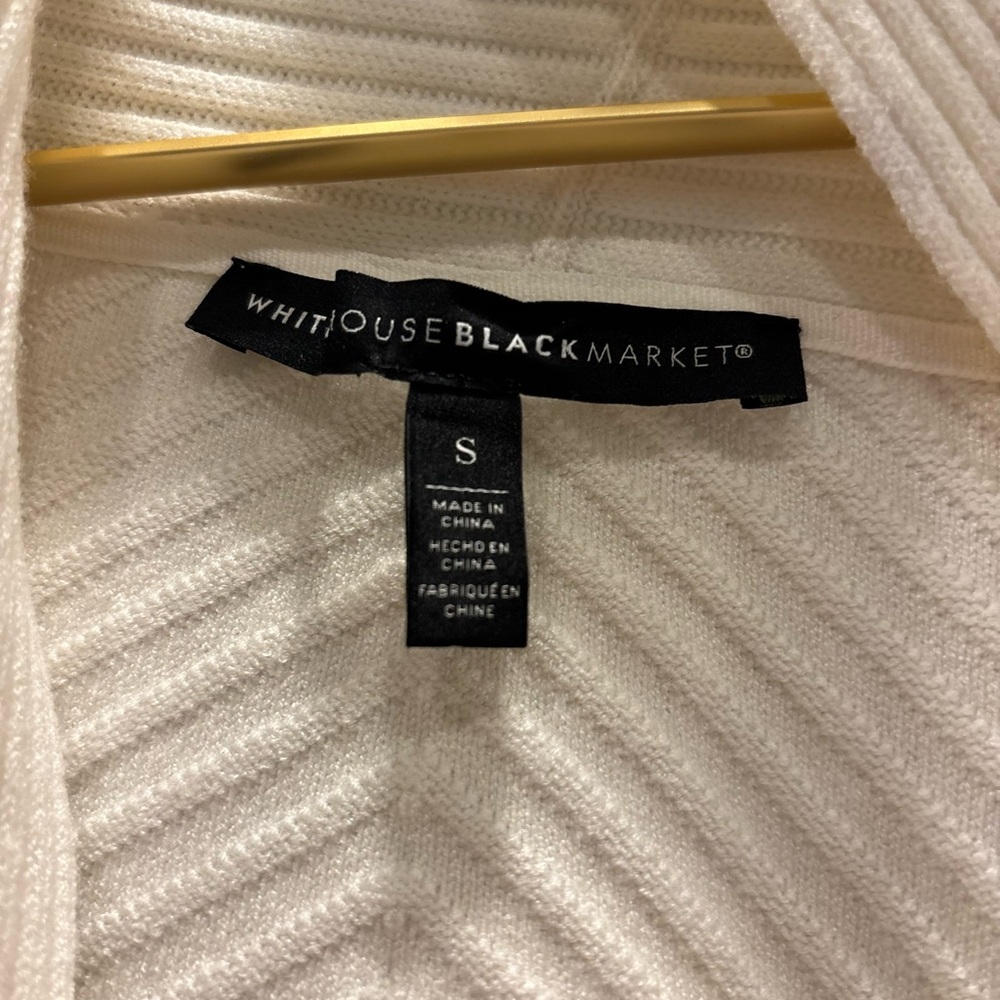 White Ribbed Open Cardigan - Picture 3 of 5